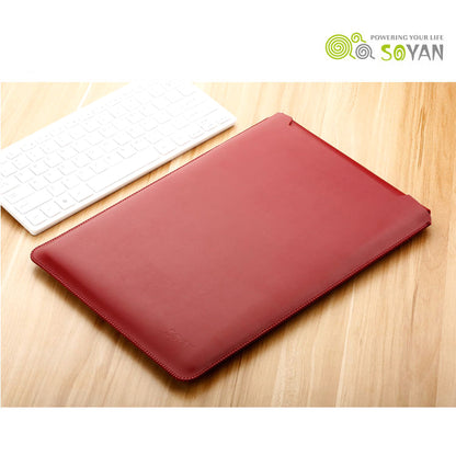 SOYAN Leather Sleeve Pouch with Mouse Pad for MacBook 12-inch with Retina Display (2015)