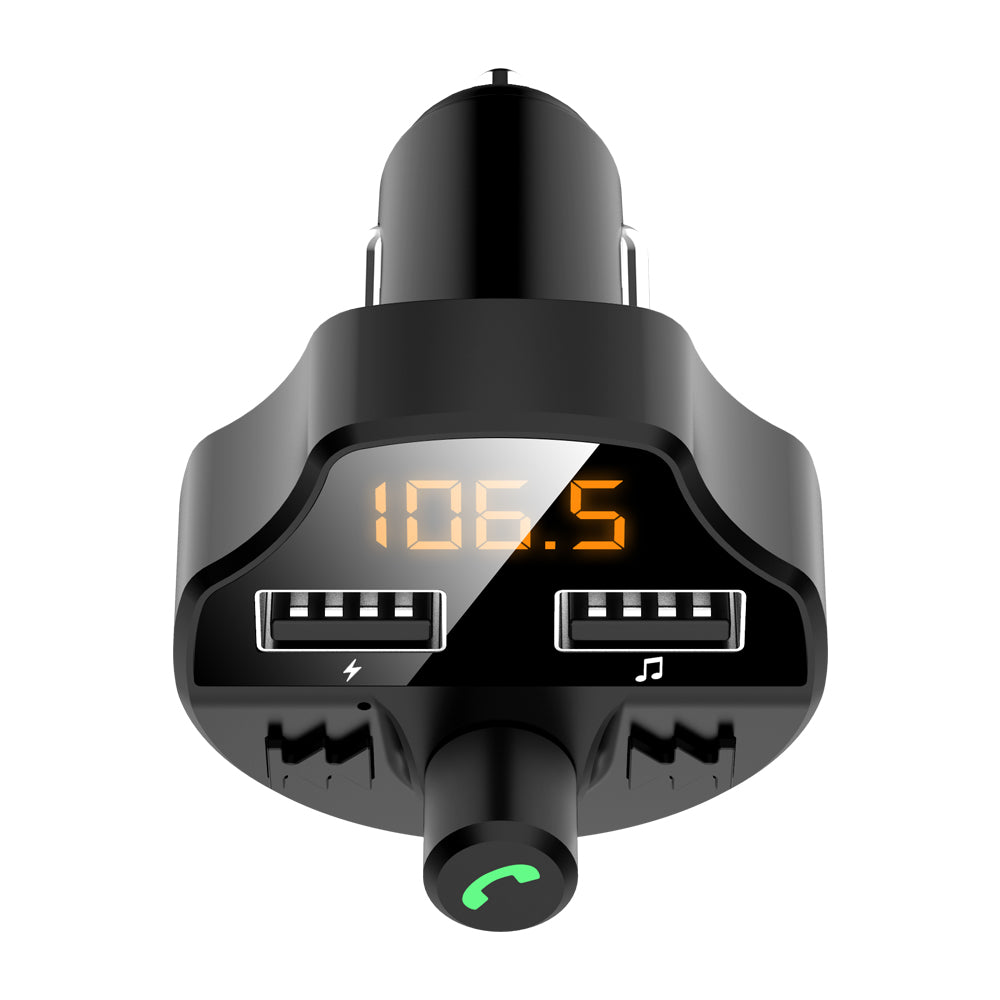 T66 Car 3.1A Quick Charge Dual USB Charger Hands-free Bluetooth 5.0 MP3 Player FM Modulator Transmitter