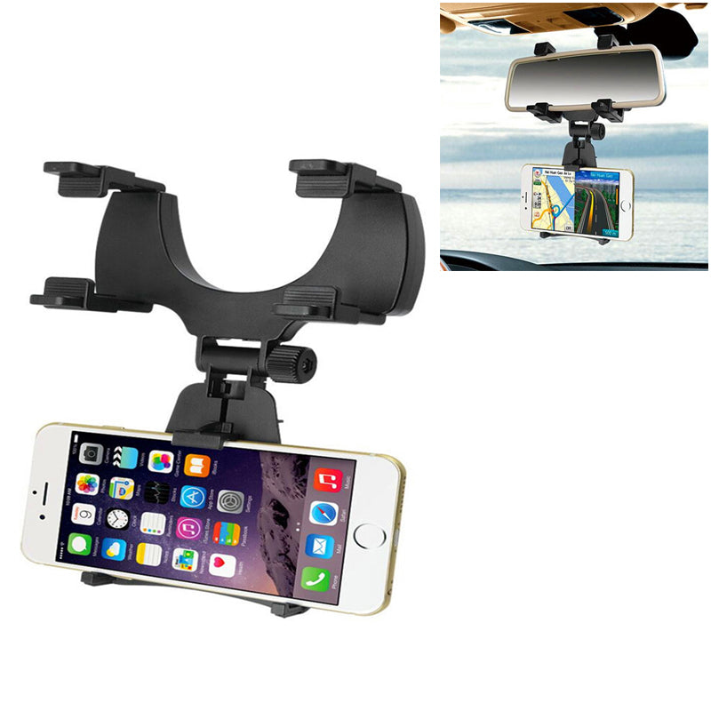 Universal Car Rearview Mirror Phone Holder Mount 360-Degree for iPhone Samsung Huawei GPS Smartphones