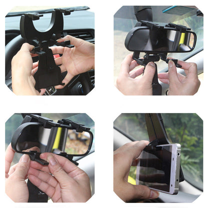 Universal Car Rearview Mirror Phone Holder Mount 360-Degree for iPhone Samsung Huawei GPS Smartphones