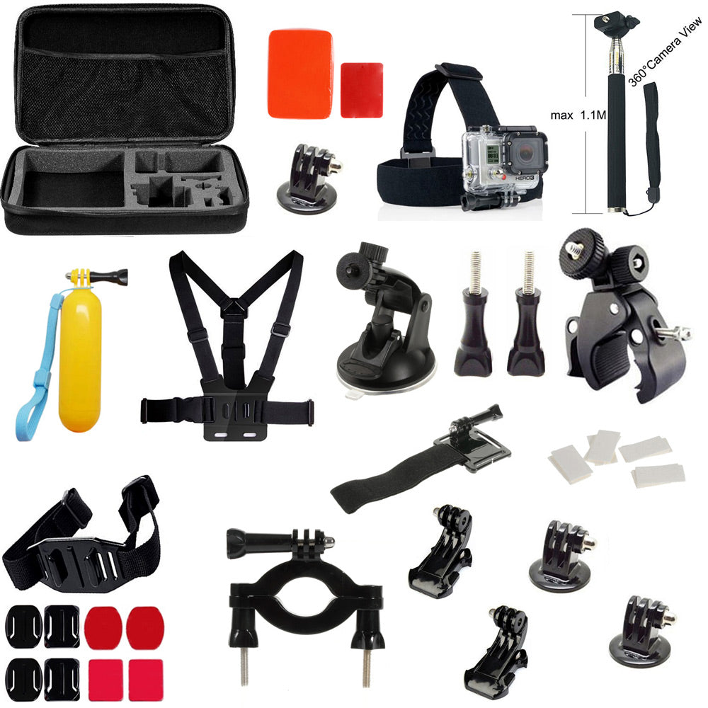 39 in 1 Gopro Accessories Kit with Chest Belt, Headstrap and Monopod for GoPro Hero 4/3+/3/2/1 SJCAM SJ5000+/5000WIFI/5000/4000+/4000WIFI/4000/3000/2000/1000 Xiaomi Yi