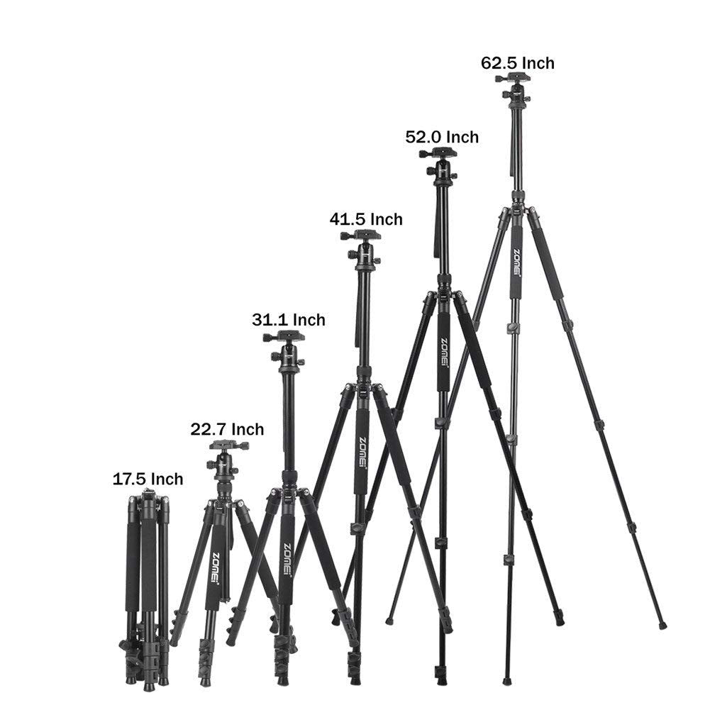 ZOMEi Q555 Lightweight Professional Alluminum Alloy Camera Tripod with 360 Ball