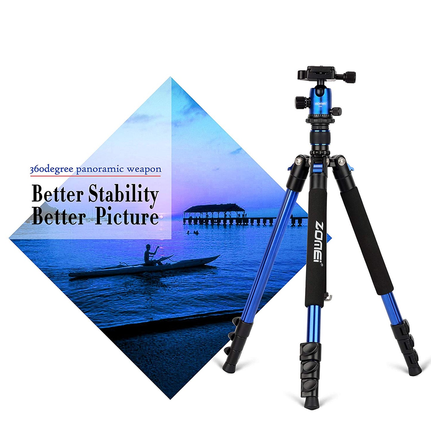 ZOMEi Q555 Lightweight Professional Alluminum Alloy Camera Tripod with 360 Ball