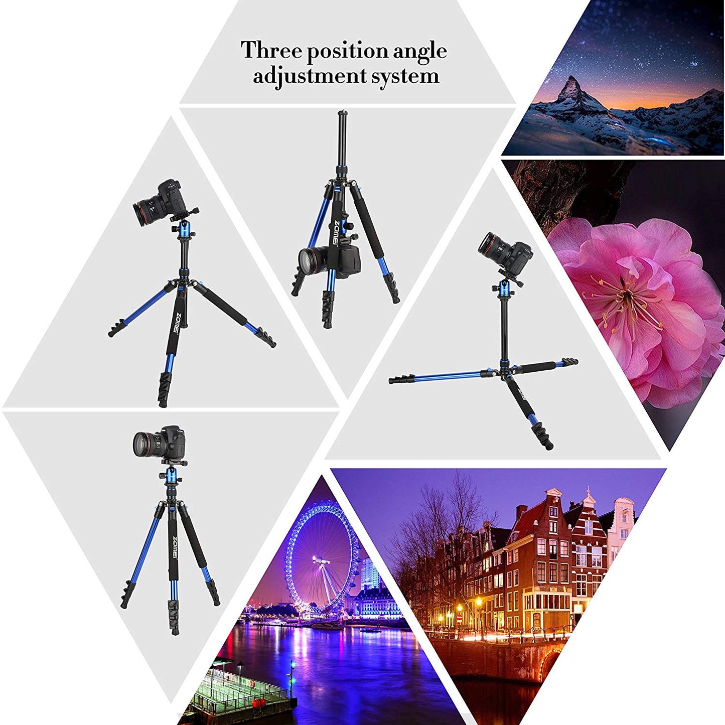 ZOMEi Q555 Lightweight Professional Alluminum Alloy Camera Tripod with 360 Ball