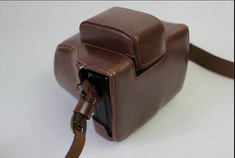 PU Leather Protective Case + Strap + Camera Lens Bag for Fujifilm X-E3 Camera with XF23mm Lens