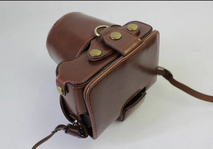 PU Leather Protective Case + Strap + Camera Lens Bag for Fujifilm X-E3 Camera with XF23mm Lens