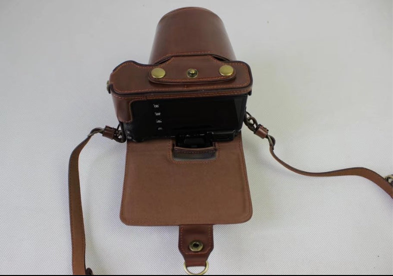PU Leather Protective Case + Strap + Camera Lens Bag for Fujifilm X-E3 Camera with XF23mm Lens