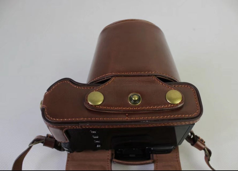 PU Leather Protective Case + Strap + Camera Lens Bag for Fujifilm X-E3 Camera with XF23mm Lens
