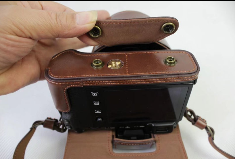 PU Leather Protective Case + Strap + Camera Lens Bag for Fujifilm X-E3 Camera with XF23mm Lens