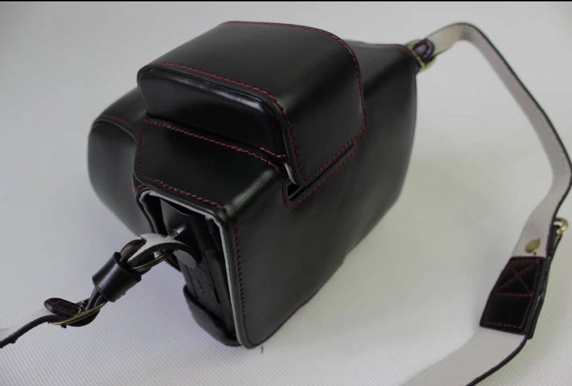 PU Leather Protective Case + Strap + Camera Lens Bag for Fujifilm X-E3 Camera with XF23mm Lens