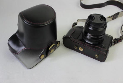 PU Leather Protective Case + Strap + Camera Lens Bag for Fujifilm X-E3 Camera with XF23mm Lens