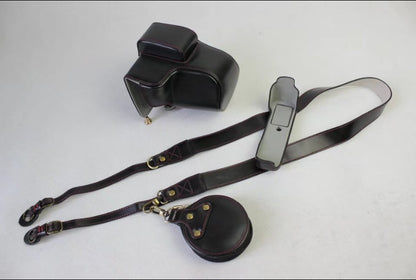 PU Leather Protective Case + Strap + Camera Lens Bag for Fujifilm X-E3 Camera with XF23mm Lens