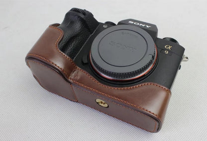 Half Camera PU Leather Protective Case for Sony ILCE-9 / A9 / A7RM3 A7RIII