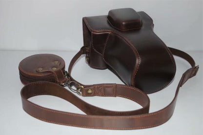 PU Leather Camera Protective Pouch Bag + Strap + Camera Lens Bag for Olympus EM5II / E-M5 Mark II