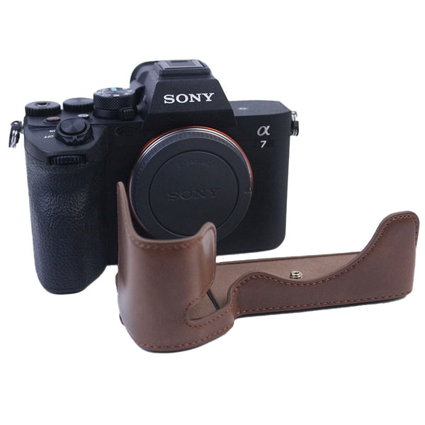PU Leather Camera Bottom Case Protective Half Body Cover for Sony A7M4/A1/A7S III/A7S3 Camera