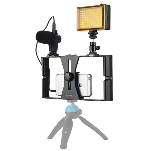 PULUZ PKT3022 3-in-1 Mobile Video Recording Video Rig Kits [Microphone+Vlogging Rig+ Fill Light]