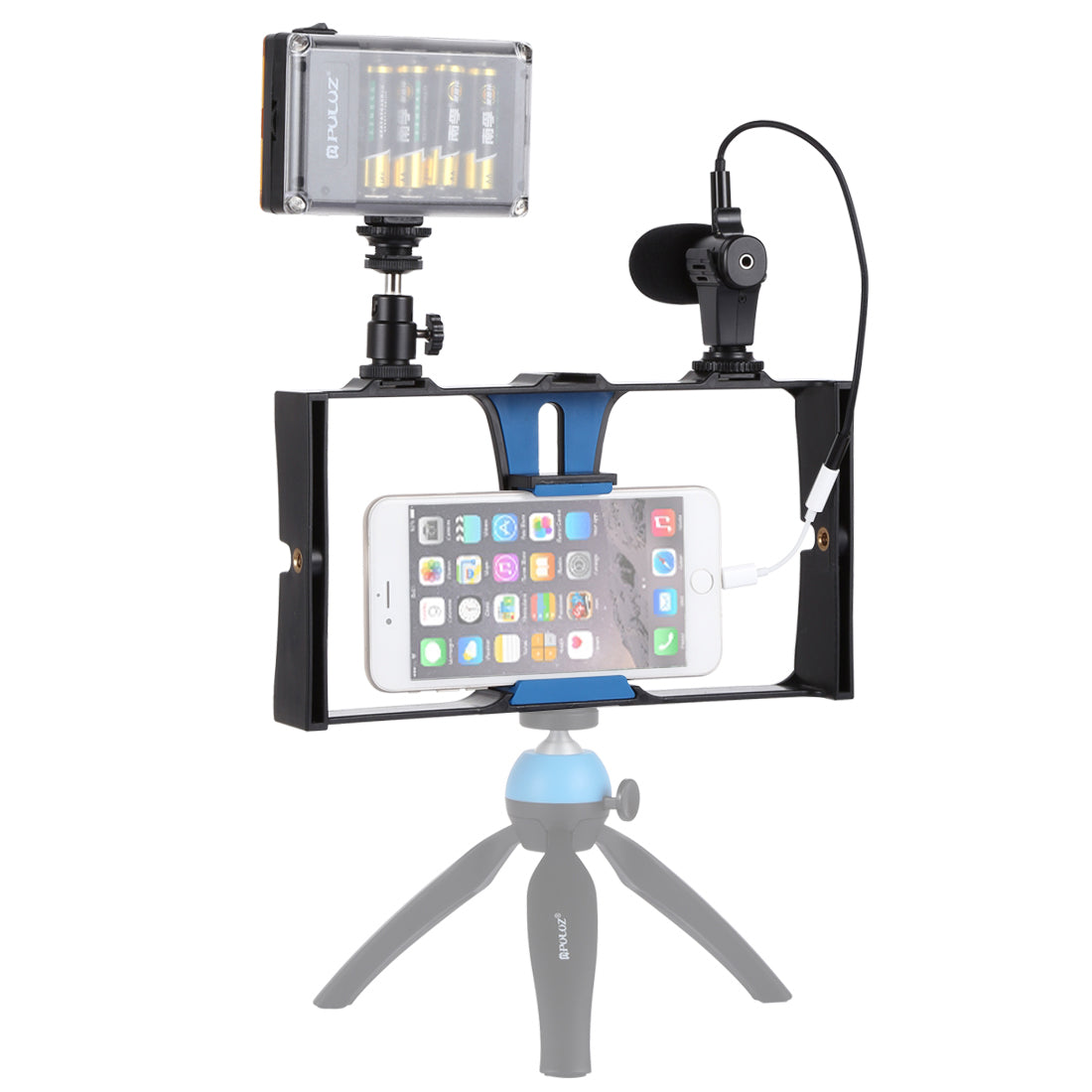 PULUZ PKT3022 3-in-1 Mobile Video Recording Video Rig Kits [Microphone+Vlogging Rig+ Fill Light]