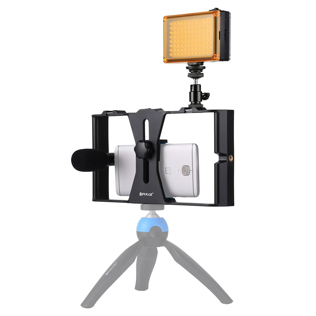 PULUZ PKT3022 3-in-1 Mobile Video Recording Video Rig Kits [Microphone+Vlogging Rig+ Fill Light]