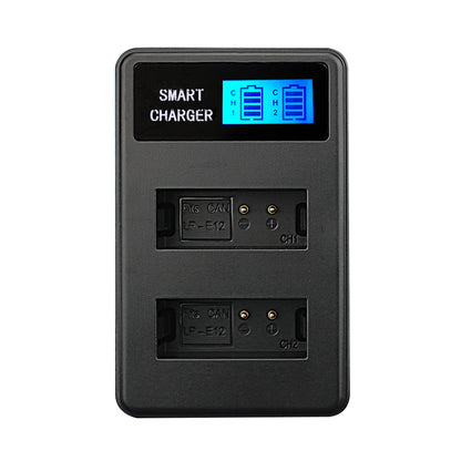 LCD Display Two-Channel LP-E12 USB Battery Charger for Canon EOS M M10 M50 M100 etc
