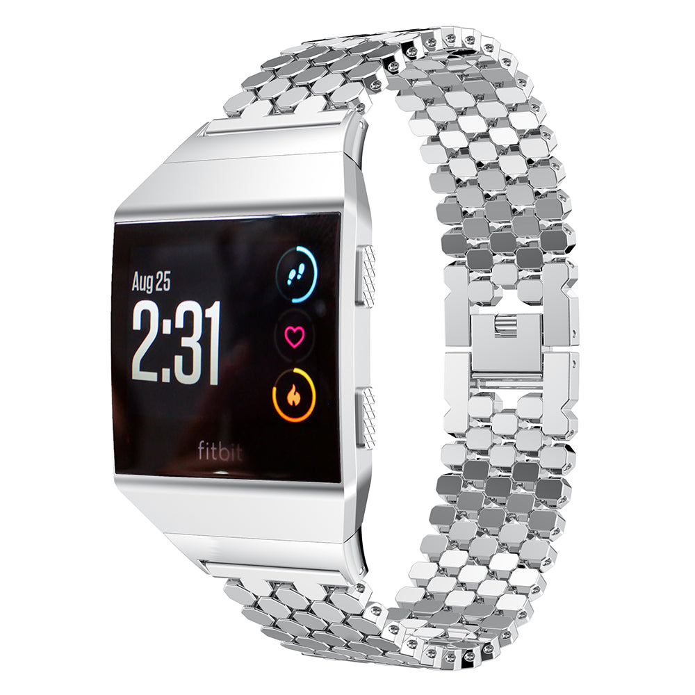 Stainless Steel Hexagon Mesh Watch Strap with Interlock Clasp for Fitbit Ionic