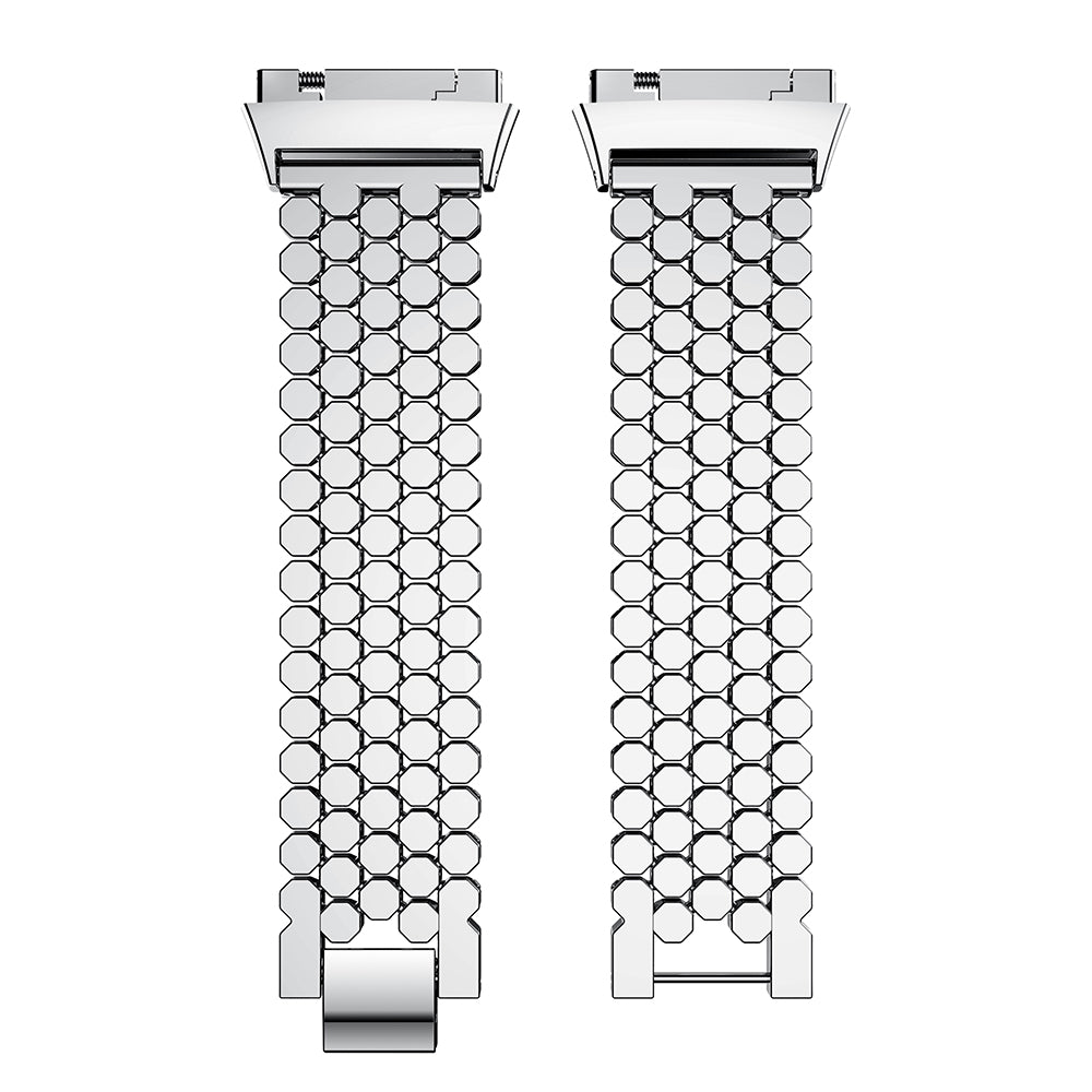 Stainless Steel Hexagon Mesh Watch Strap with Interlock Clasp for Fitbit Ionic