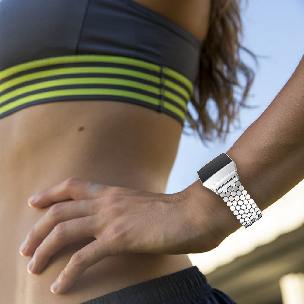 Stainless Steel Hexagon Mesh Watch Strap with Interlock Clasp for Fitbit Ionic