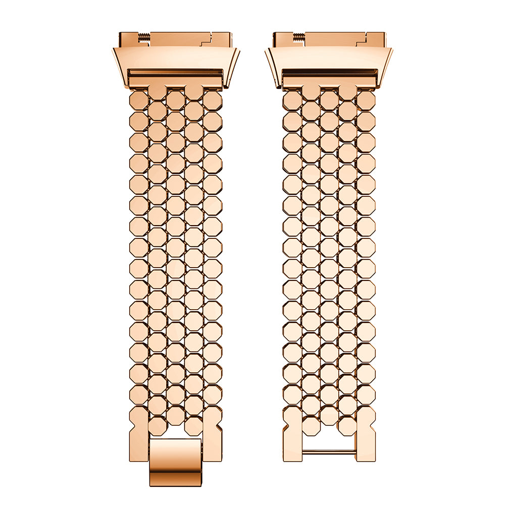 Stainless Steel Hexagon Mesh Watch Strap with Interlock Clasp for Fitbit Ionic