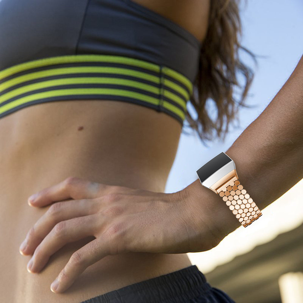 Stainless Steel Hexagon Mesh Watch Strap with Interlock Clasp for Fitbit Ionic