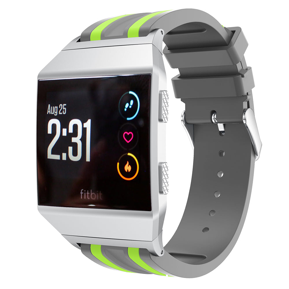 22mm Five Vertical Stripe Soft Silicone Watch Replacement Band + Connector for Fitbit Ionic