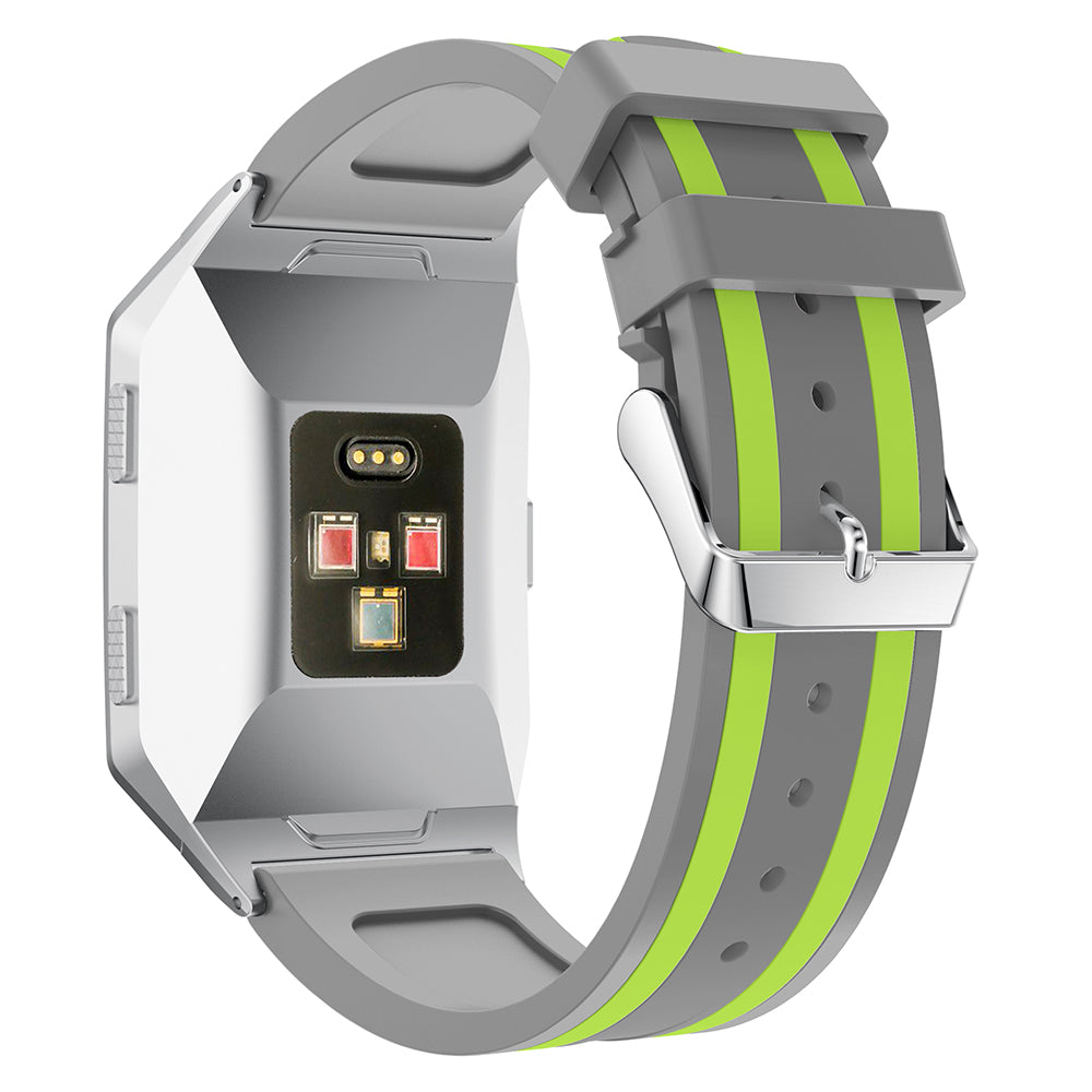 22mm Five Vertical Stripe Soft Silicone Watch Replacement Band + Connector for Fitbit Ionic