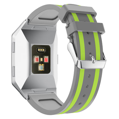22mm Five Vertical Stripe Soft Silicone Watch Replacement Band + Connector for Fitbit Ionic