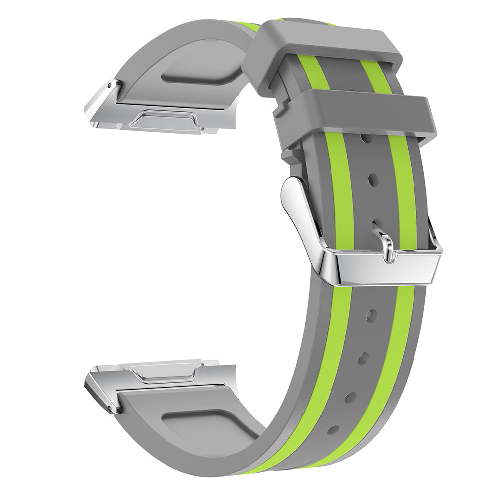 22mm Five Vertical Stripe Soft Silicone Watch Replacement Band + Connector for Fitbit Ionic