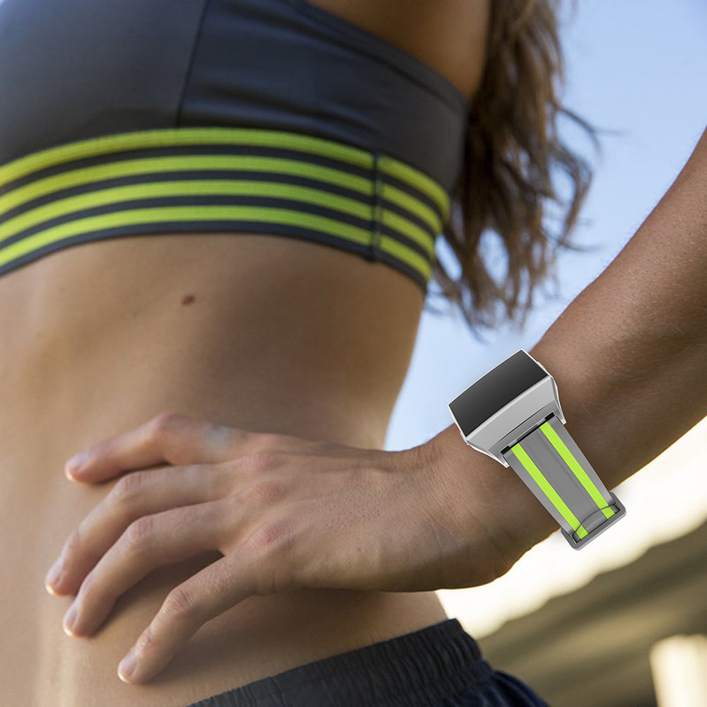 22mm Five Vertical Stripe Soft Silicone Watch Replacement Band + Connector for Fitbit Ionic