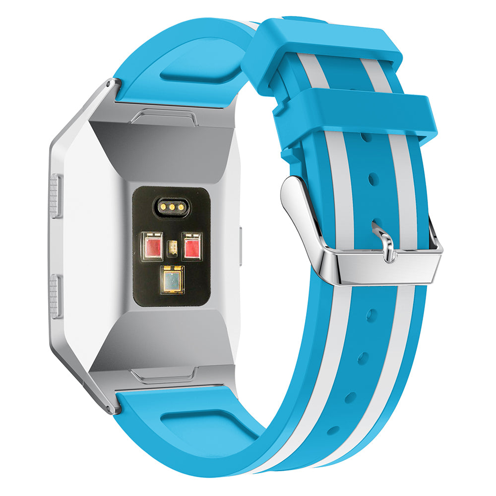 22mm Five Vertical Stripe Soft Silicone Watch Replacement Band + Connector for Fitbit Ionic