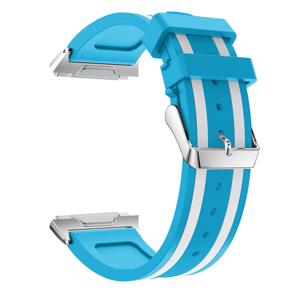 22mm Five Vertical Stripe Soft Silicone Watch Replacement Band + Connector for Fitbit Ionic
