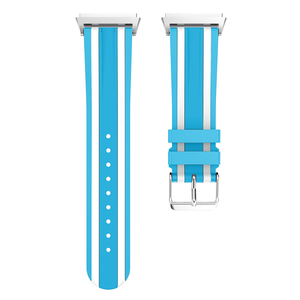 22mm Five Vertical Stripe Soft Silicone Watch Replacement Band + Connector for Fitbit Ionic