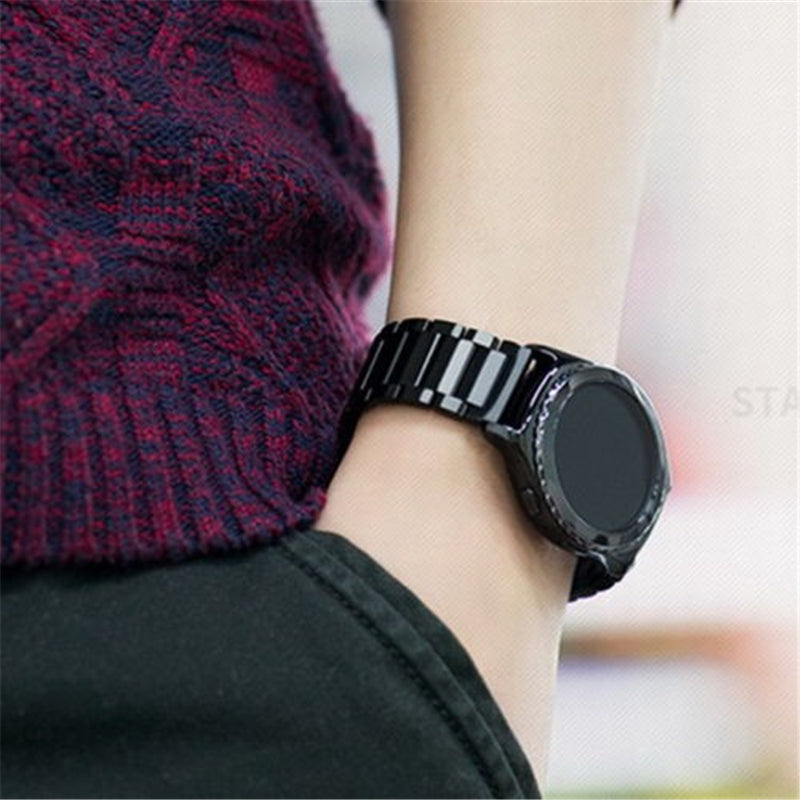 20mm Luxury Three Beads Stainless Steel Metal Watch Band with Folding Clasp for Huawei Watch 2