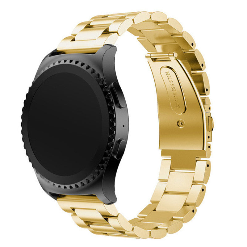 20mm Luxury Three Beads Stainless Steel Metal Watch Band with Folding Clasp for Huawei Watch 2