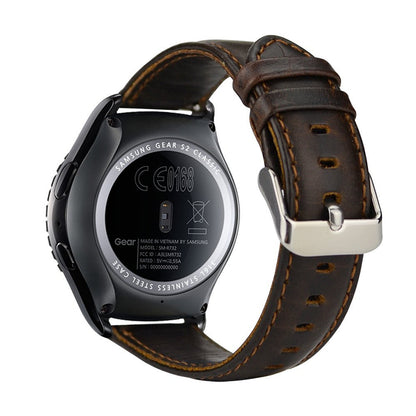 20mm Crazy Horse Genuine Leather Watch Strap for Samsung Galaxy Watch4 Classic 46mm 42mm/Watch4 44mm 40mm/Huawei Watch 2