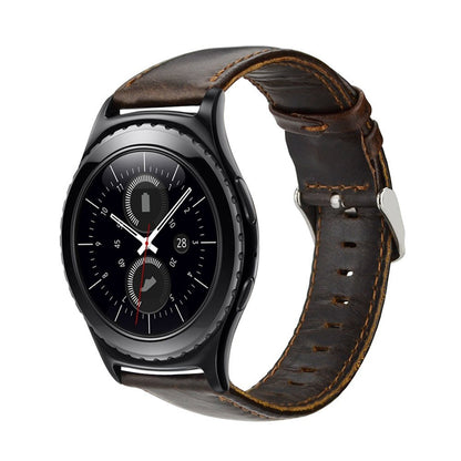 20mm Crazy Horse Genuine Leather Watch Strap for Samsung Galaxy Watch4 Classic 46mm 42mm/Watch4 44mm 40mm/Huawei Watch 2