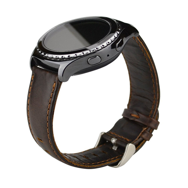 20mm Crazy Horse Genuine Leather Watch Strap for Samsung Galaxy Watch4 Classic 46mm 42mm/Watch4 44mm 40mm/Huawei Watch 2