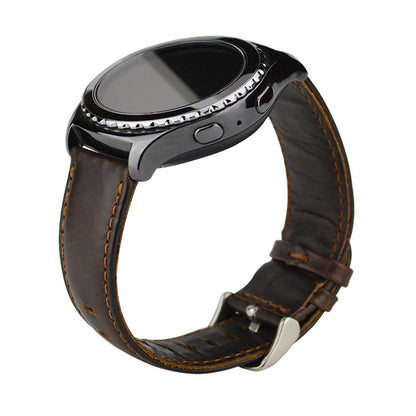 20mm Crazy Horse Genuine Leather Watch Strap for Samsung Galaxy Watch4 Classic 46mm 42mm/Watch4 44mm 40mm/Huawei Watch 2