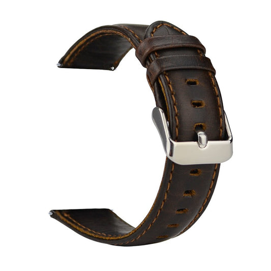 20mm Crazy Horse Texture Genuine Leather Watch Strap Replacement for Samsung Galaxy Watch4 Classic 46mm 42mm/Watch4 44mm 40mm/Gear Sport SM-600