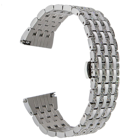 20mm Shiny Rhinestone Decor Stainless Steel Watchband with Butterfly Buckle for Samsung Gear S2 Classic