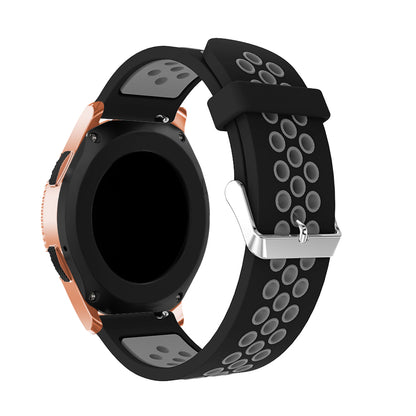 20mm Two-tone Silicone Watch Band for Samsung Galaxy Watch 42mm, Hollow Adjustable Wrist Strap