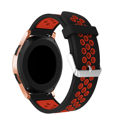 20mm Two-tone Silicone Watch Band for Samsung Galaxy Watch 42mm, Hollow Adjustable Wrist Strap
