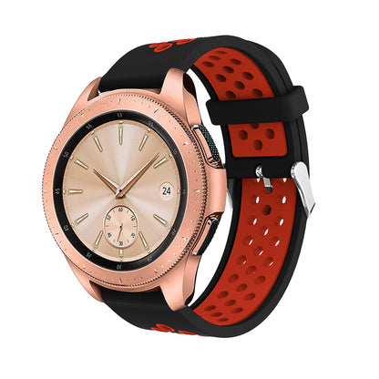 20mm Two-tone Silicone Watch Band for Samsung Galaxy Watch 42mm, Hollow Adjustable Wrist Strap