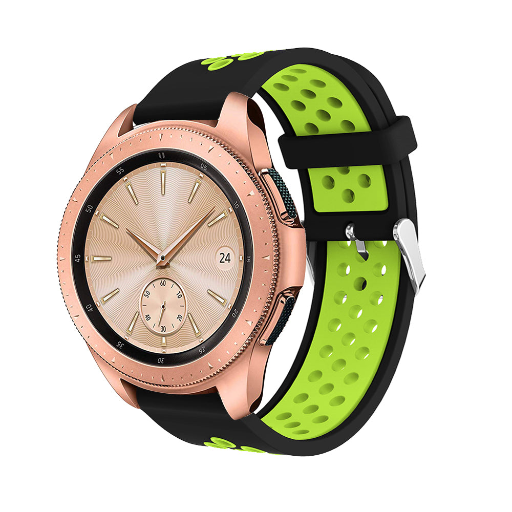 20mm Two-tone Silicone Watch Band for Samsung Galaxy Watch 42mm, Hollow Adjustable Wrist Strap