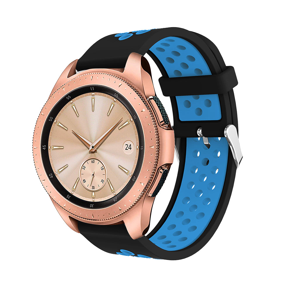 20mm Two-tone Silicone Watch Band for Samsung Galaxy Watch 42mm, Hollow Adjustable Wrist Strap