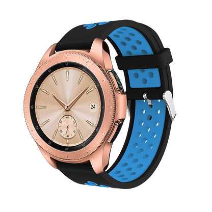 20mm Two-tone Silicone Watch Band for Samsung Galaxy Watch 42mm, Hollow Adjustable Wrist Strap